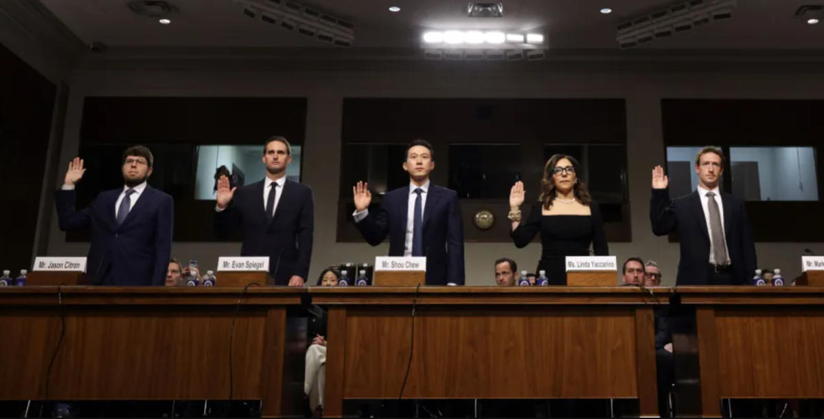 Major tech CEO's sworn in to senate hearing regarding the policies in their websites. 